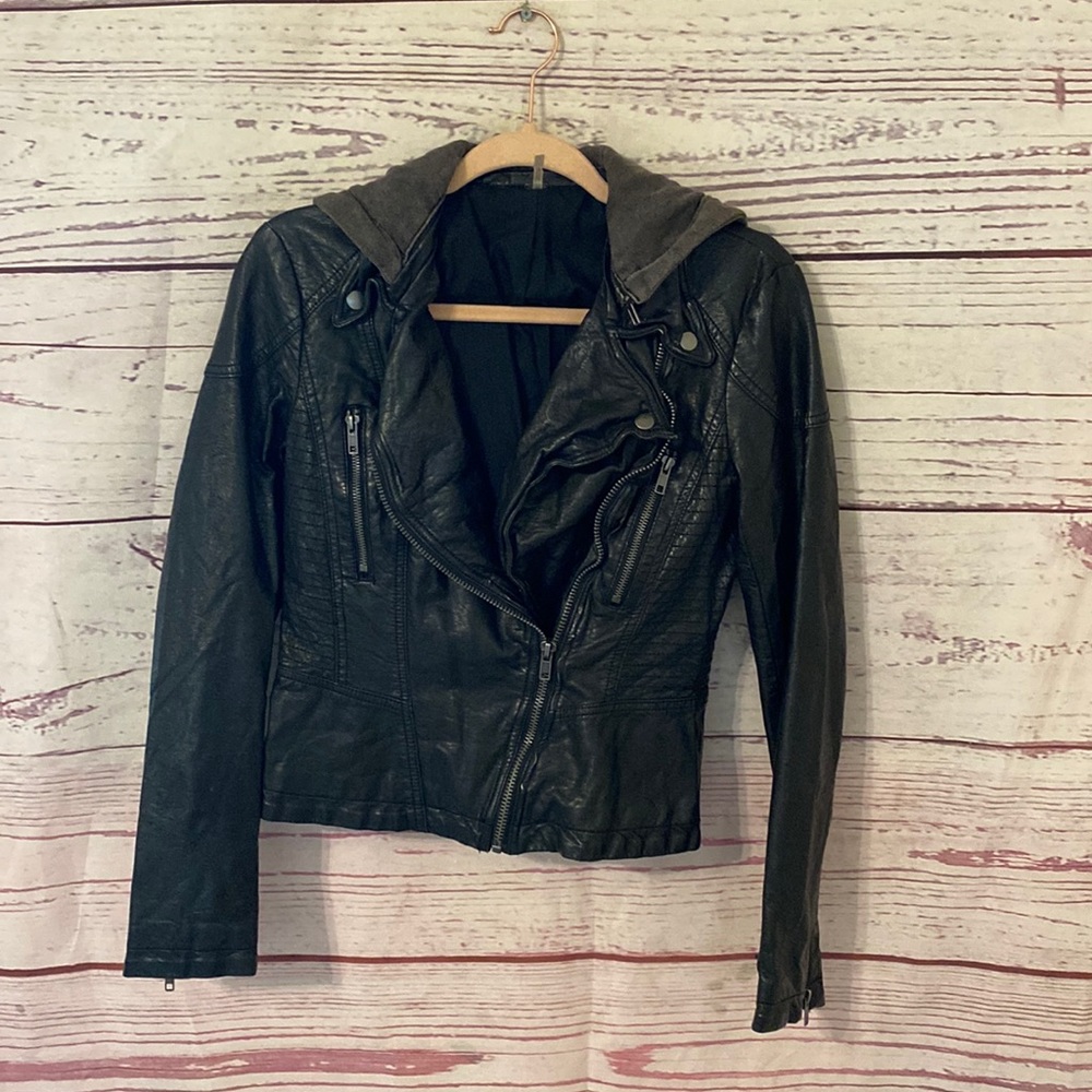 Free People hooded faux leather jacket
